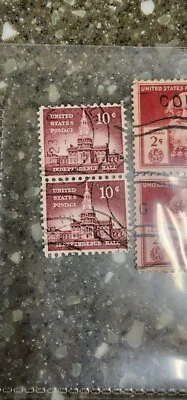 US Stamp Scott# 1044  1956 10c Independence Hall Used Pair -#B534 - Image 1 of 2