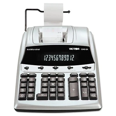 Victor 1240-3A AntiMicrobial Two-Color Printing Calculator, 12-Digit Fluorescent - Image 1 of 4