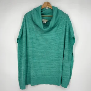 Sigrid Olsen Studio Missy One Size Poncho Pullover grün meliert Baumwolle Leinen - Bild 1 von 10