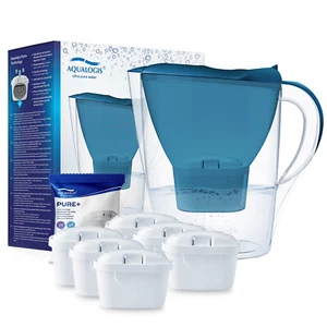 Aqualogis Harmony 2.6L Water Filter Fridge Jug with 6 Cartridges - Blue - Picture 1 of 12