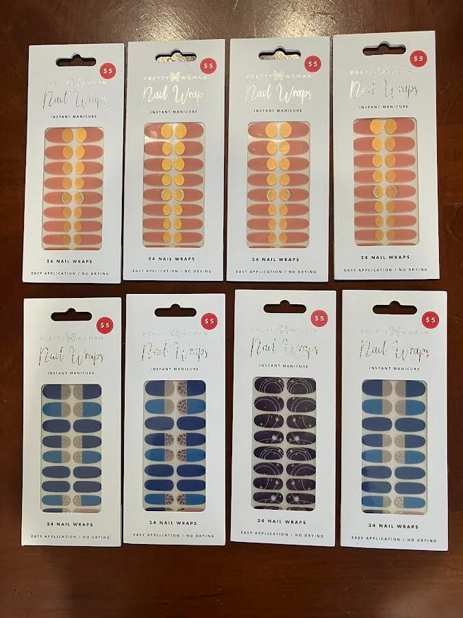 (8) Pretty Woman nail wraps manicure instantânea 24 unhas cada fácil aplicação - Imagem 1 de 1