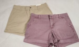 SO Shorts Low Rise Favorite Midi 4" Shorts Women's Size 5 LOT OF 2 NWT Tan/ Pink