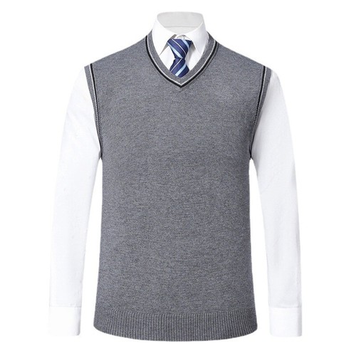 Men Sleeveless Jumper Sweater Vest Plain Knitted V Neck Tank Top