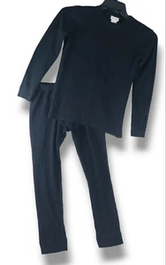 Cat & Jack 2 pc Black Waffle Thermal Long Sleeve Top and Pants Set Boys L 12 14 - Picture 1 of 12
