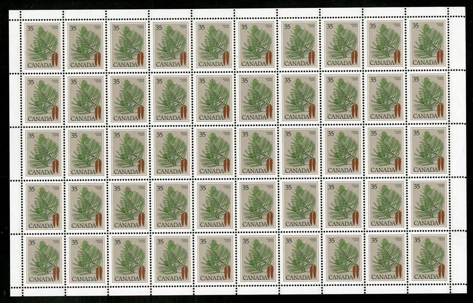 Canada Stamps — Full Pane of 50 — 1979, Tree Issue: White Pine #721 MNH - Image 1 of 1