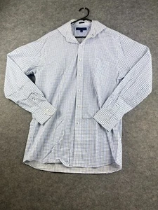 Tommy Hilfiger Mens Button Up Shirt Long Sleeve Medium Blue Check Regular Fit - Picture 1 of 7
