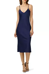 Sateen Slip Dress by Maison De Papillon Simone Blue M - Picture 1 of 11