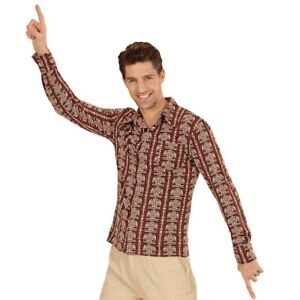 Polyester-Langarmhemd L-XL 52-54 Disco Hemd Saturday Night Schlager Move Outfit