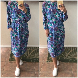 Vintage 80s 90s NWT Kanojo Floral Two-Piece Blouse & Skirt Set P/2 - Picture 1 of 13
