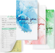 3Pcs Thank You Receipt Book Set for Small Businesses, Carbonless Books in 2 Part