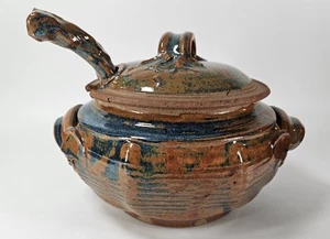Handmade Dry Creek Pottery Soup Tureen With Ladle Stamped  - Picture 1 of 13