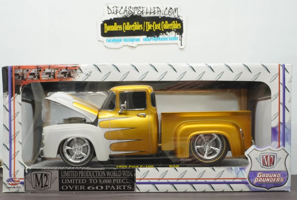 M2 MACHINES GROUND POUNDERS 1956 FORD F-100 PICKUP R38 GOLD LIMITED PRODUCTION - Image 1 of 1