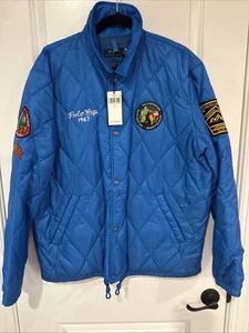 Polo Ralph Lauren Quilted Coach Patch Jacket Dakota Blue Men’s Sz Large NEW NWT - Picture 1 of 10