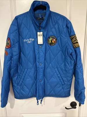 Polo Ralph Lauren Quilted Coach Patch Jacket Dakota Blue Men’s Sz Large NEW NWT - Image 1 of 4