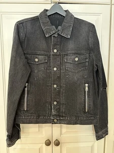 BALMAIN MEN'S BLACK DISTRESSED DENIM PLEATED PLACKET JACKET SIZE 52 NEW W TAGS - Picture 1 of 13