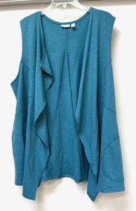 LOGO lounge Lori Goldstein green blue  Open Lagenlook Vest Topper Plus  2X - Picture 1 of 6