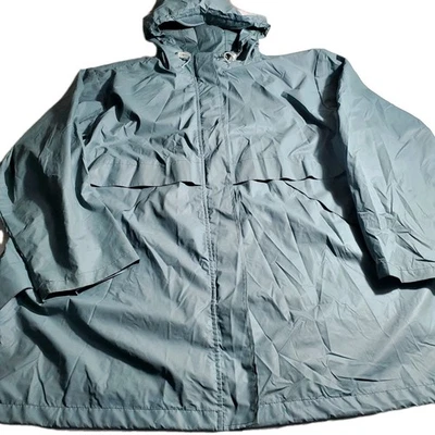 Lands End Mens Packable Hooded Rain Coat Size 3X Blue/Green Mesh Lined Full Zip - Image 1 of 4