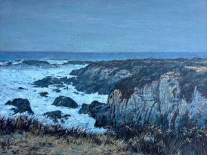 CALIFORNIA BEACH PAINTING COASTAL PACIFIC VALLEY BIG SUR JOHN BARNARD 30" AUFGELISTET - Bild 1 von 19