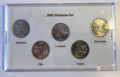 Platinum Plated 2002-P State Quarters - TN LA OH IN MS - Image 1 of 2