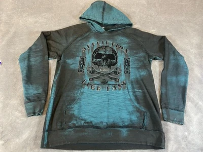 Affliction  Reversible Gray/Black Pullover Hoodie Live Fast Chief Skull  Size L - Image 1 of 4