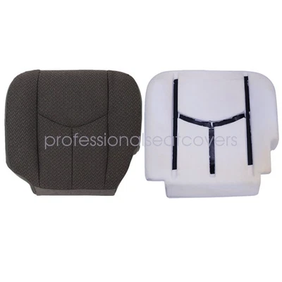 Cubierta de asiento de tela gris y cojín de espuma para parte inferior del conductor GMC Sierra 2003 2004-07 Foto 1 de 4
