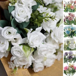 4 Bouquets 12 in Artificial FLOWERS Silk Mini Ranunculus Party Events Supplies - Picture 1 of 50