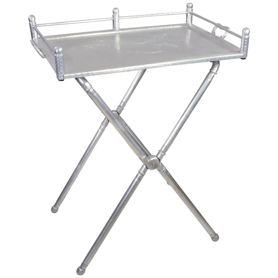 Everlast Art Deco Industrial Aluminum Bar Tray Serving Table Kensington Vtg Mcm - Image 1 of 4