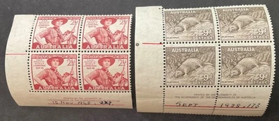 Australia 1938-48  2  x blocks of 4 stamps mint hinged - Image 1 of 2