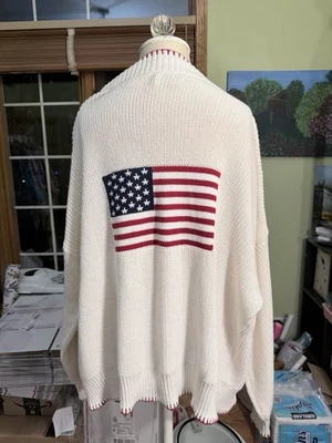 Women’s Hollister Classic Boyfriend Cardigan Sweater, USA American Flag Size XL - Image 1 of 4