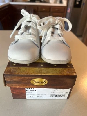 Footmates Angel детская обувь размер 3,5 белый мягкий тренер ходунки новый шнурует вверх - Изображение 1 из 4
