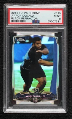 2014 Topps Chrome Black Refractor /299 Aaron Donald #175 PSA 9 MINT Rookie RC - Image 1 of 2