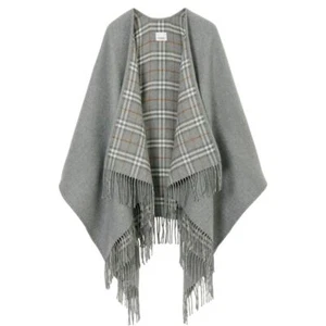 NEW Burberry Plaid Poncho Cape Shawl Fringe Wool Authentic NWT! - Picture 1 of 11