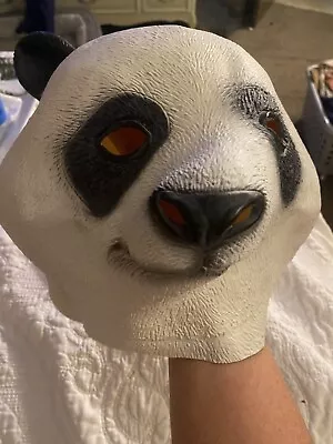 Maschera di Halloween panda costume lattice animale cosplay festa oggetto di scena spaventoso maschera viso - Immagine 1 di 4