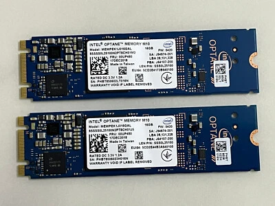 2 pcs Intel Optane Memory M10 SSD M.2 2280 16GB MEMPEK1J016GAL PCIe3.0 3D Xpoint - Image 1 of 4