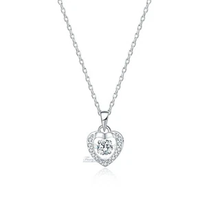 1Ct Womens Heart Pendant Necklace Simulated Diamond 14K Gold Plated Solid Silver - Picture 1 of 4