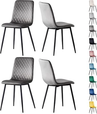 Set of 1/2/4 Designer Velvet Fabric Dining Chairs Metal Legs Lexi Chairs - Image 1 of 4