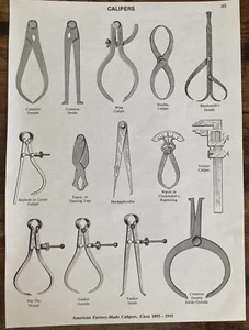 Book Clipping Photo Vintage Tools Wall Art Calipers - Picture 1 of 1