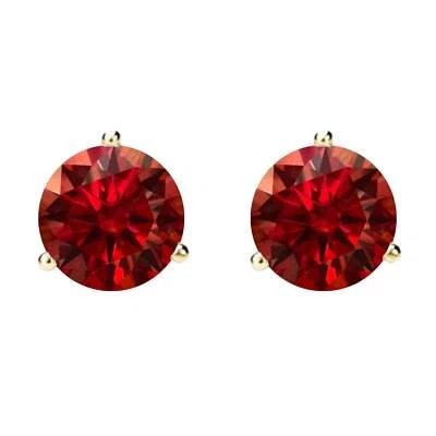 14KGold GRACertifiedD-VVS1 Garnet Moissanite Martini PushBack Stud Earrings - Image 1 of 4