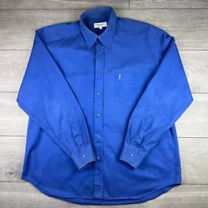 Men's Vintage YSL Yves Saint Laurent Blue Long Sleeve Shirt Size 5 Fits XL - Picture 1 of 6