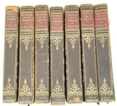 BOSWELL'S LIFE OF JOHNSON 7 Volumes 1839 1/2 LEATHER Illustrated C. Stanfield - Image 1 of 4