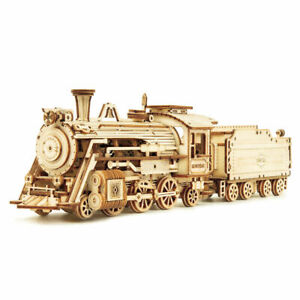 ROKR 308PCS 3D Wooden Puzzle DIY Laser Cut Luxury Steam Train Model Kits Toy 