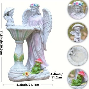 11.8 inch Angel Garden Statue-Color Changing Resin Sculpture Pool Outdoor - Picture 1 of 5