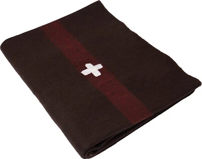 Swiss Cross Army Wool Blanket Heavyweight Warm Military Bed Throw 62" x 80" - Image 1 of 4