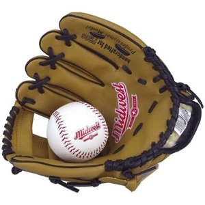 Midwest Baseball Glove & Ball - Left Hand Glove / Junior / Set / Games / Park - Picture 1 of 3