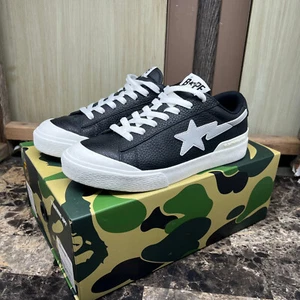 A Bathing Ape BAPE Mad Sta 1 Low-Top Leder Sneaker schwarz Herren Größe 9 - Bild 1 von 13