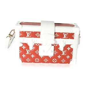 Louis Vuitton Terracotta & White Monogram Embossed Lambskin Petite Malle - Picture 1 of 8