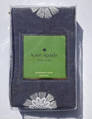 Kate Spade New York Euro Sham Lacey Daisy 26” x 26” lino y encaje carbón nuevo Foto 1 de 4