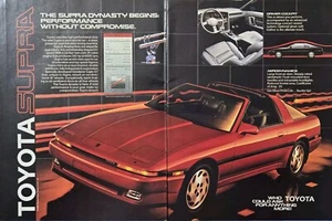 Toyota Supra Red Sports Car Performance Stats Chart Vintage Print Ad 1986 - Picture 1 of 4