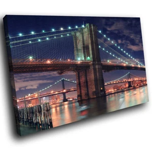 SC499 Puente de la Ciudad de Nueva York Horizonte Paisaje Lona Arte de Pared Impresión de Imagen Grande - Imagen 1 de 6