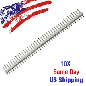 Single Row 40 pin Header White Straight 2.54mm Breakable US SHIP TODAY! 10PCS - Picture 1 of 3